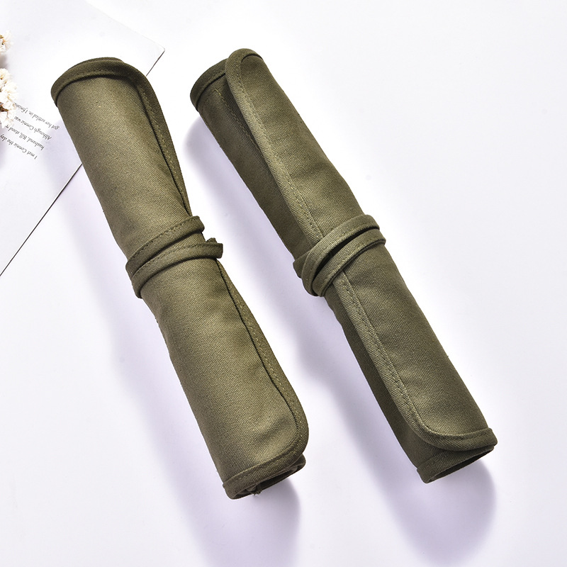 Directo de fábrica lienzo tiza pluma cortina aceite cepillo pluma bolsa de agua tiza bolsa de almacenamiento de pintura boceto rollo lápiz caso