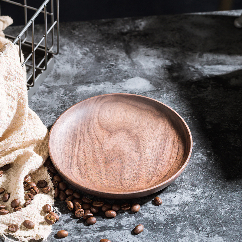 Taza de nuez de América del Norte Taza de café Plato de taza de marca Rectangular redondo Madera sólida Cojín de taza LOGO texto grabado