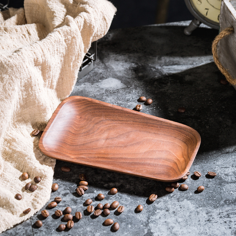 Taza de nuez de América del Norte Taza de café Plato de taza de marca Rectangular redondo Madera sólida Cojín de taza LOGO texto grabado