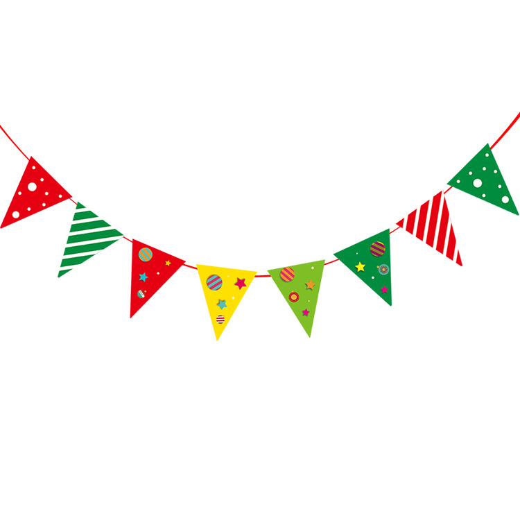 Fábrica al por mayor Navidad papel triángulo tirar bandera vacaciones bandera fiesta decoración empavesado letra tire bandera en stock