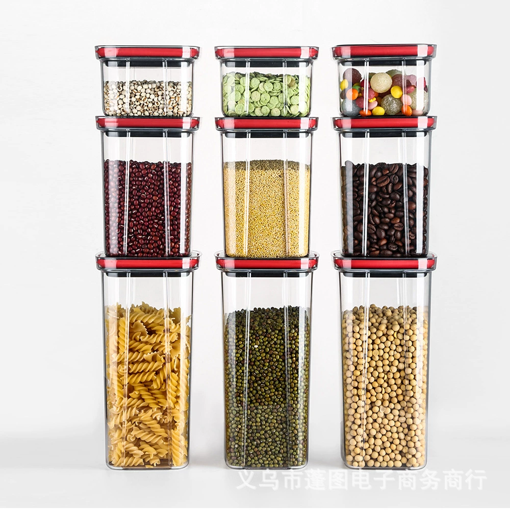 Емкость для хранения пищевых продуктов, влагонепроницаемый герметичный контейнер, кухонный прозрачный квадратный контейнер для круп и сыпучих, можно штабелировать, коробка для снеков и сухофруктов