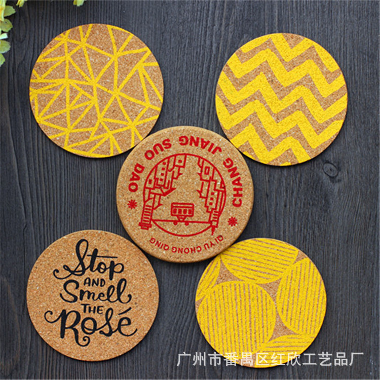 厂家水松木杯垫 纤维板杯垫 餐饮软木杯垫中纤板杯垫 丝印杯垫