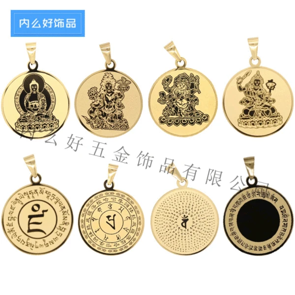 Big Suitable for Surangama Mantra Pendant Green Tara Pendant Necklace Big Black God of Wealth Necklace Good Luck
