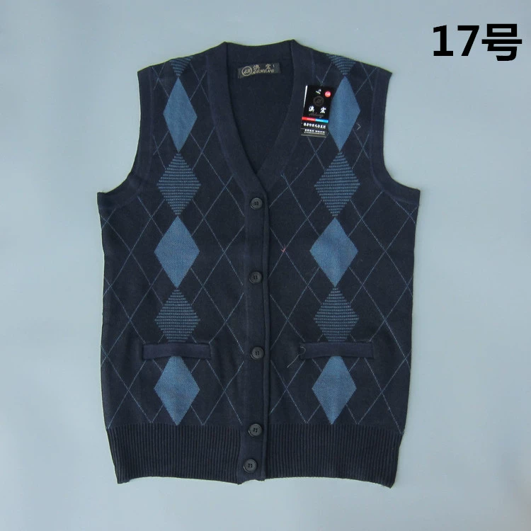Поколение весны и осени жаккардовый жилет жилеты папа V-образный воротник свитер куртка