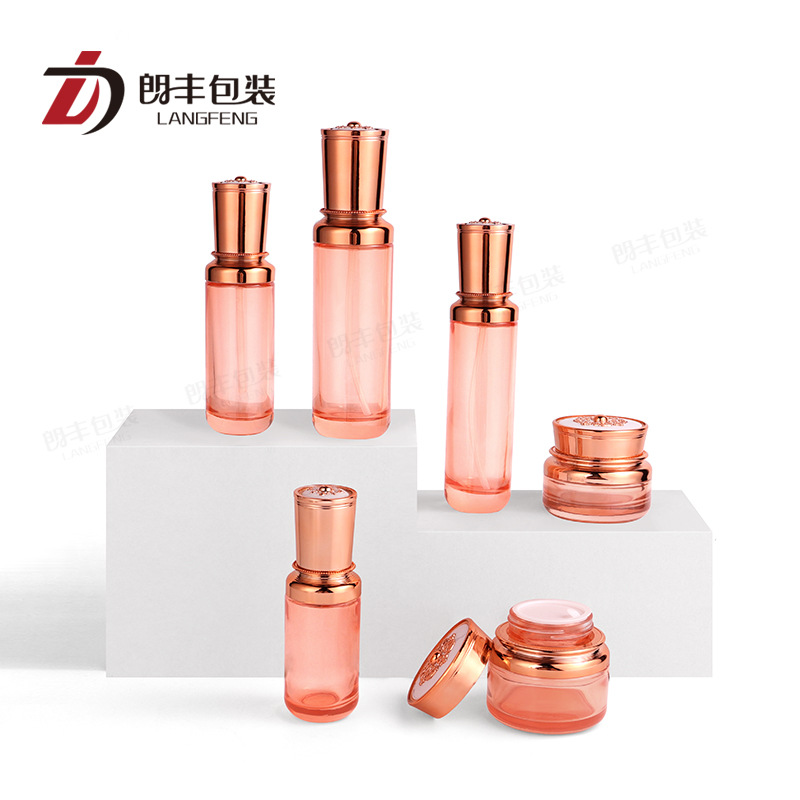高档化妆品套装玻璃水乳霜瓶100ml护肤水瓶皇冠盖子乳液瓶50g30g
