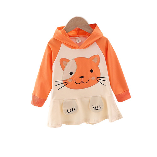 2020 Autumn Korean version of baby girl's new cartoon long-sleeved dress single piece 0-5 years old children's skirt trendy wholesale