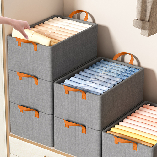 Clothes and pants storage box home wardrobe clothing layered classification artifact drawer-type folding storage basket organizer box