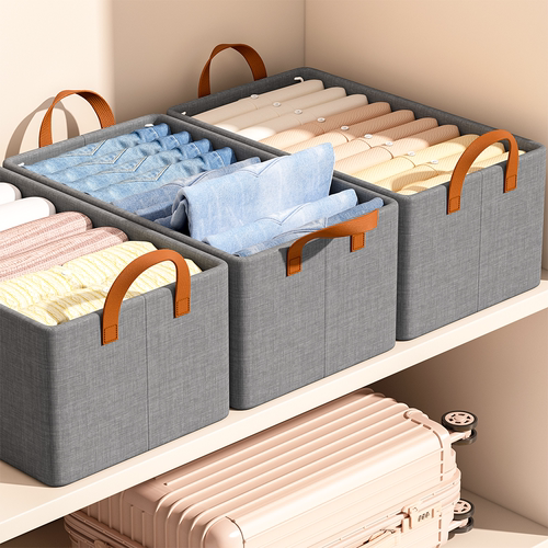 Clothes and pants storage box home wardrobe clothing layered classification artifact drawer-type folding storage basket organizer box