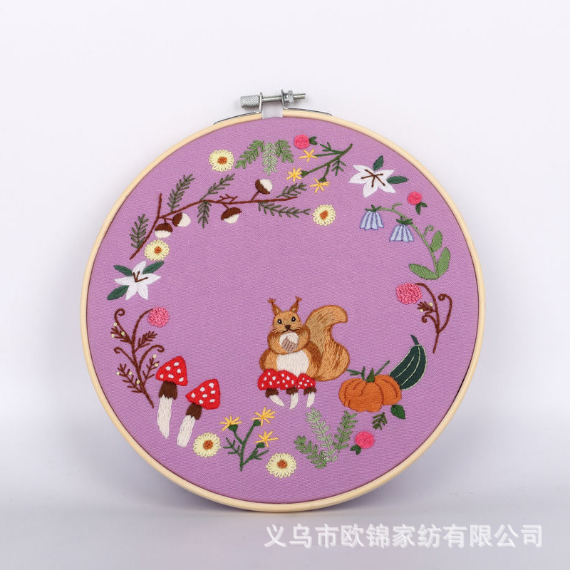 DIY paquete de material de bordado hecho a mano dibujos animados lindo ardilla feliz oso creativo principiante auto-bordado Fuente de la fábrica