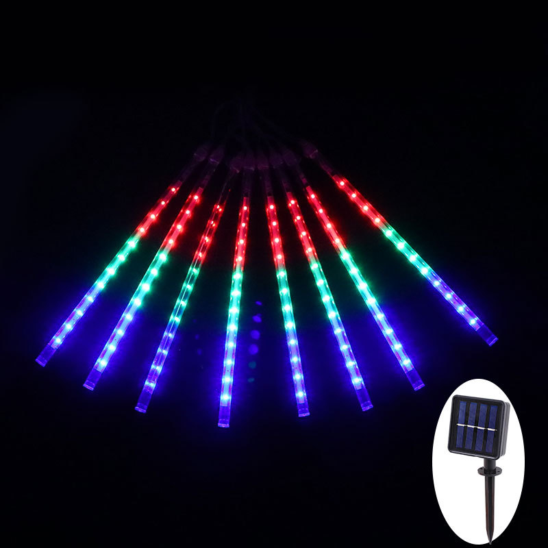Lluvia de meteoritos luz intermitente luz LED hueca proyecto cascada luz de cadena kit de iluminación exterior luz solar de decoración navideña