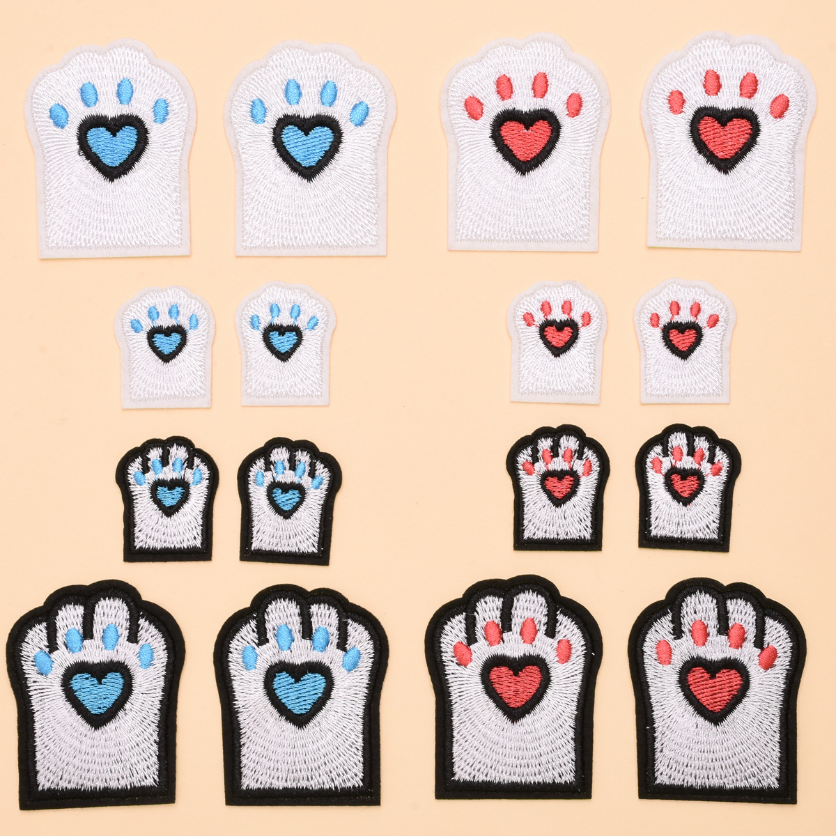 刺绣布贴电脑绣花章时尚 多色大小可爱小爪衣服装饰补丁贴贴布