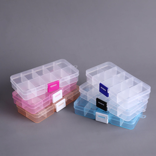 Small 10-grid plastic box, transparent ten-grid detachable parts box, multi-grid jewelry components PP storage box
