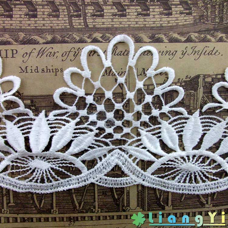 水溶蕾丝花边 涤光丝刺绣条码 DIY花边辅料 立体镂空绣花连条