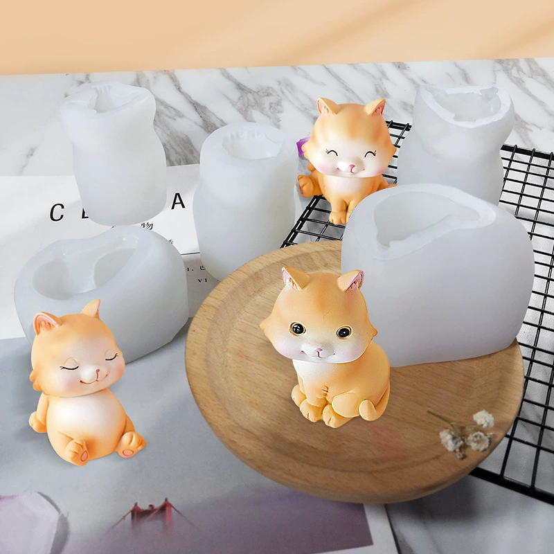 Силиконовая форма для мультфильма, акриловая свеча, кот, ручная работа