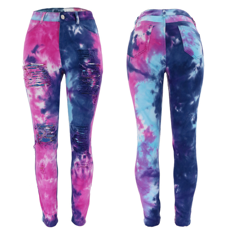 Nuevos Jeans de Mujer de Cintura Alta con Estampado Tie-Dye, Estilo Europeo y Americano, Moda Urbana Otoño 2025, Venta al por Mayor Directamente del Fabricante