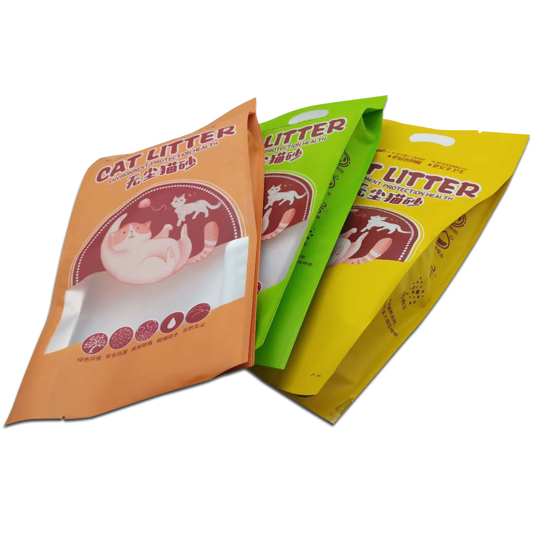 真空猫砂包装袋6L无尘猫砂袋复合彩印四边封袋猫砂塑料袋