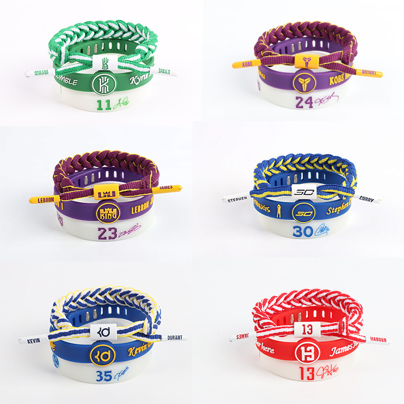 Basketball Bracelet Kobe James Curry Irving Durant Three-Pack Adjustable Silicone Shoelace Hand Rope Fan Basketball Bracelet Kobe James Curry Irving Durant Three-Pack Adjustable Silicone Shoelace Hand Rope Fan