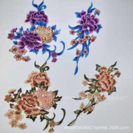 溢希绣品 彩色精美水溶刺绣花朵两件套装 旗袍婚纱配饰刺绣花边