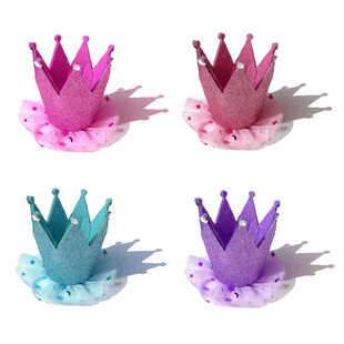 Cross-border Pet Glitter Hat Birthday Party Children's Cloth Crown Festival Performance Photo Props Decoration Supplies
