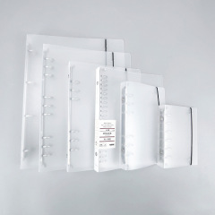 Cross-border exclusive transparent sanding PP business notebook A4/A6/A7/B5 with strap 6/9 hole wire-bound notebook cover