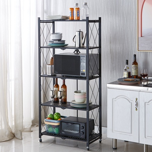 Installation-free kitchen storage folding storage rack floor-standing multi-layer microwave oven pot rack oven storage storage rack