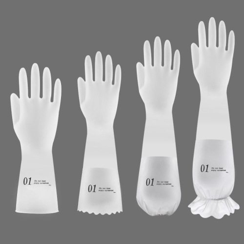 Household Glove White Transparent Waterproof Plastic Nitrile Rubber for Laundry Home Cleaning Non-Slip Durable Type Kitchen Dishwashing