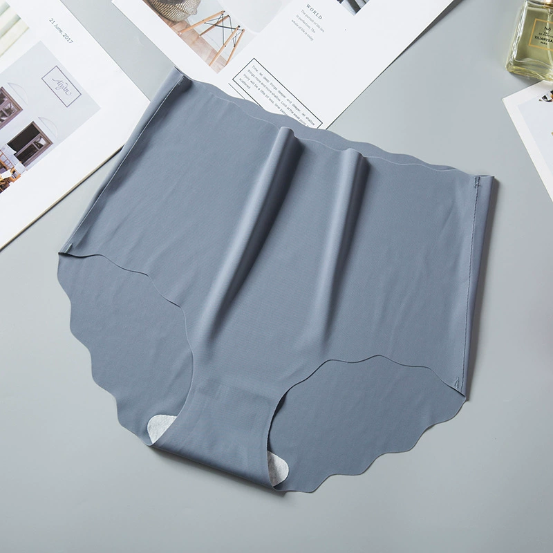 Silk ultra-thin high-waist panties, breathable, plus size, seamless scalloped edges