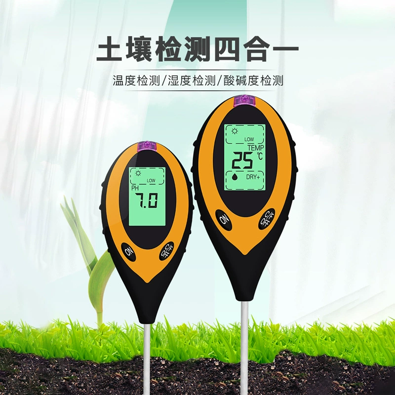 Четырехв-1 детектор почвы с электронным цифровым дисплеем тестер почвы PH тестер влажности, измеритель световой температуры и влажности