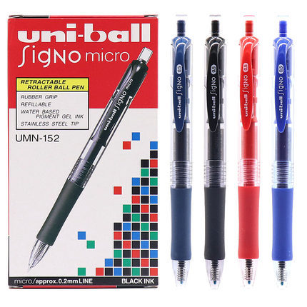 Japón uni Mitsubishi Pen Press pluma de gel UMN-152 estudiante pluma de agua de gran capacidad azul negro rojo pluma de secado rápido a base de agua