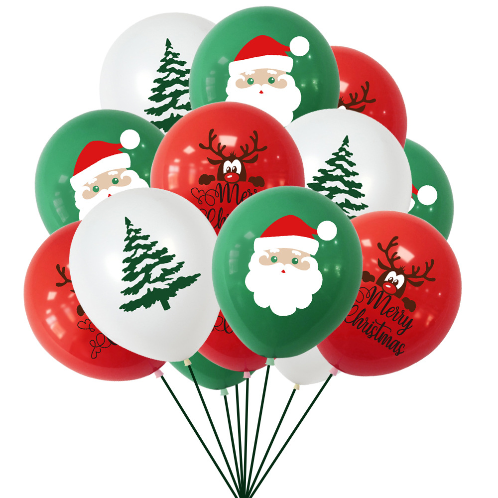 Christmas mall home hotel decoration latex balloon set Santa Claus Christmas tree Rudolph print