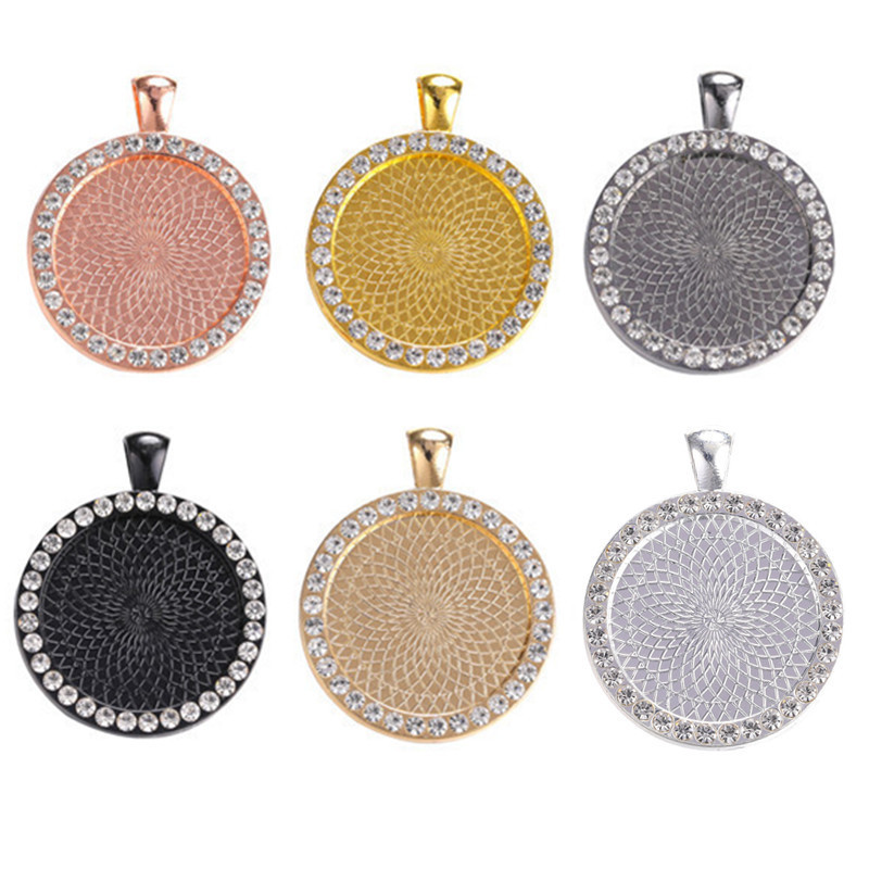 DIY diamond round alloy base support time gem 25mm memory necklace photo pendant pendant spot wholesale DIY diamond round alloy base support time gem 25mm memory necklace photo pendant pendant spot wholesale