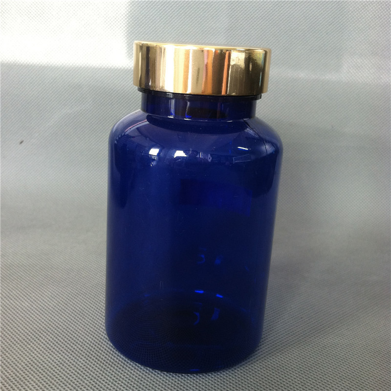 蓝色塑料广口瓶250ml PET聚酯胶囊瓶药瓶金盖瓶保健品塑料瓶