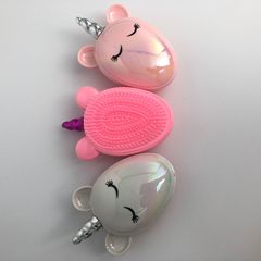 廠家批發新款珠光獨角獸梳子 小巧易攜帶可愛梳 透明pvc盒包裝