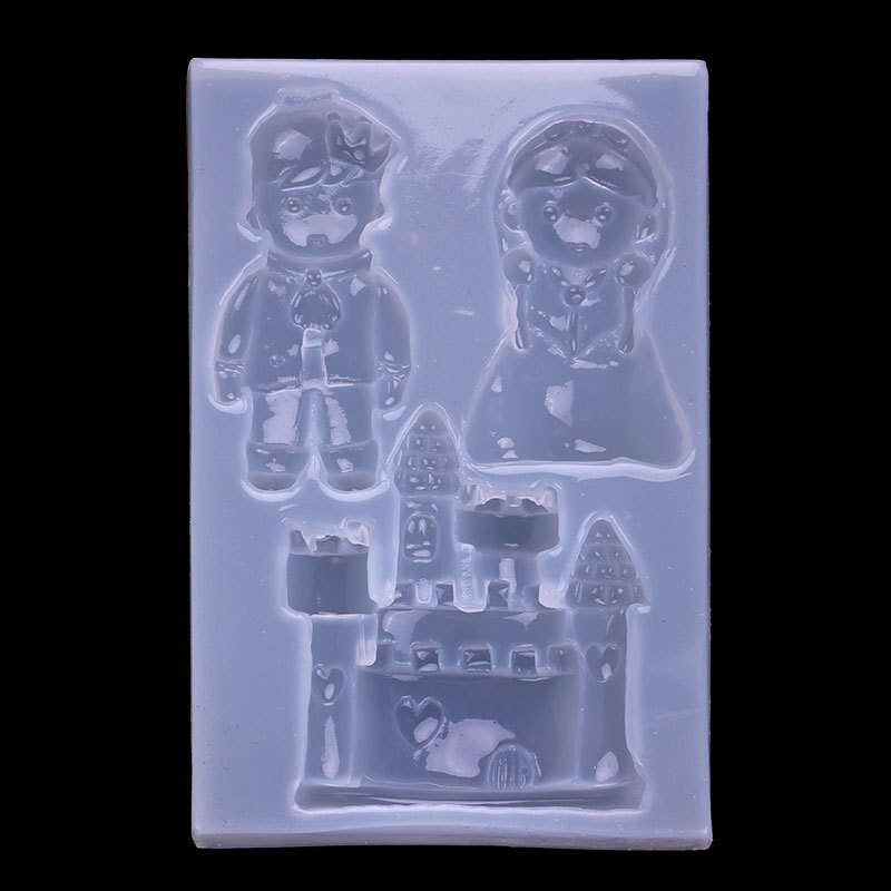 Espejo de epoxi joyería cristal molde DIY lindo cerdo Castillo Príncipe princesa decoración Silicona