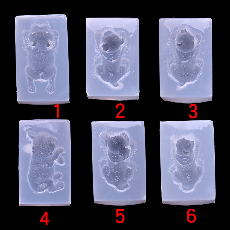 Perro perezoso perro arena epoxi molde de silicona de dibujos animados Tridimensional espejo epoxi Joyería colgante molde decorativo