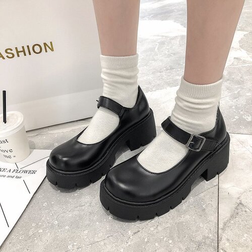 Japanese spring and summer jk uniform shoes increased thick sole student Mary Jane high heels retro single shoes British style small leather shoes