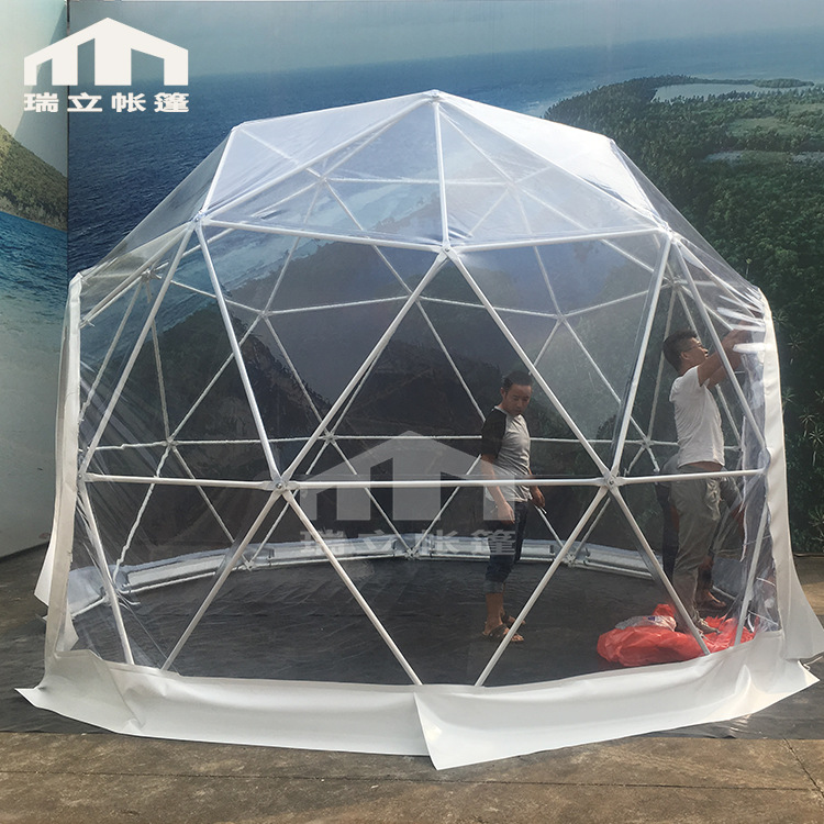 4.5米结构球形帐篷 加高铁管支架烤漆白色圆形穹顶帐篷屋价格实惠