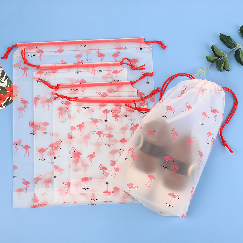 pe frosted thickened Flamingo drawstring pocket towel underwear clothing storage bag transparent plastic packaging bag