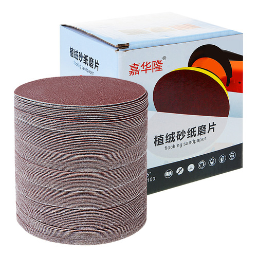Disc sandpaper 5-inch flocked sandpaper sheet back velvet red sand dry sanding paper brushed sheet sandpaper polishing woodworking polishing