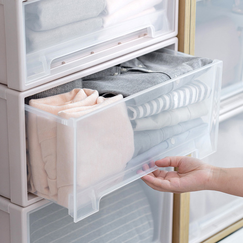 【45CM Depth 10 Pieces】Plastic Storage Box Drawer Style Clothing Organizer Wardrobe Storage Underwear Storage Box