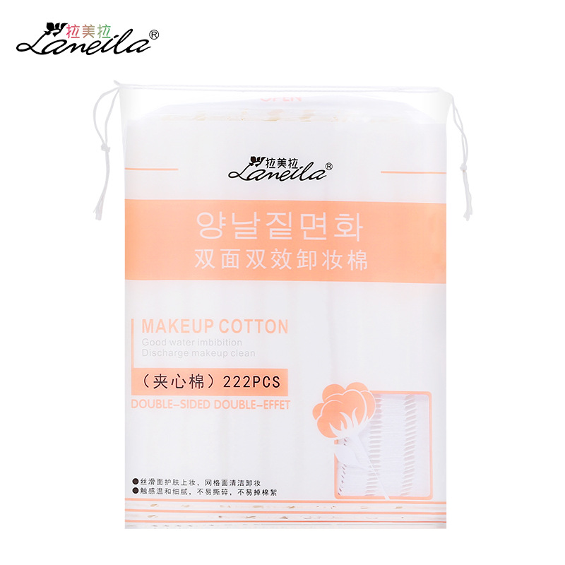 Ramila Edge presionando sándwich de maquillaje almohadilla de algodón de doble cara maquillaje de doble efecto compresa húmeda removedor de maquillaje bolsa de herramientas de maquillaje 222 piezas