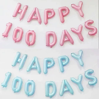 宝宝百天生日背景墙装饰 周岁生日快乐100天字母铝膜气球布置套装