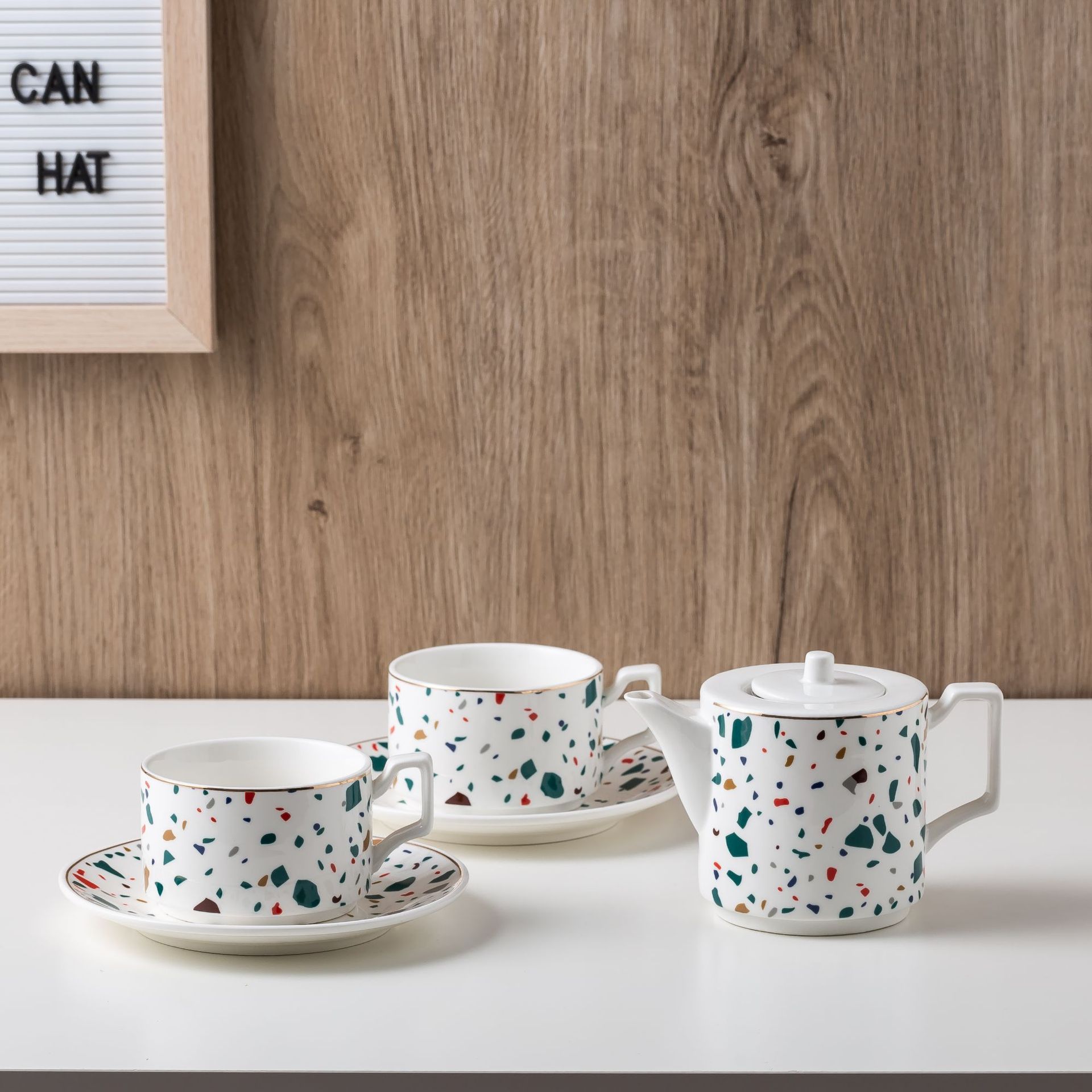 Juego de té nórdico tetera taza de agua conjunto de taza de agua simple juego de taza de té de cerámica traje sala de estar taza del hogar