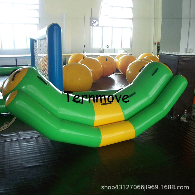 双人移动充气水上乐园设备户外水上游泳池蹦床玩具充气跷跷板滑梯