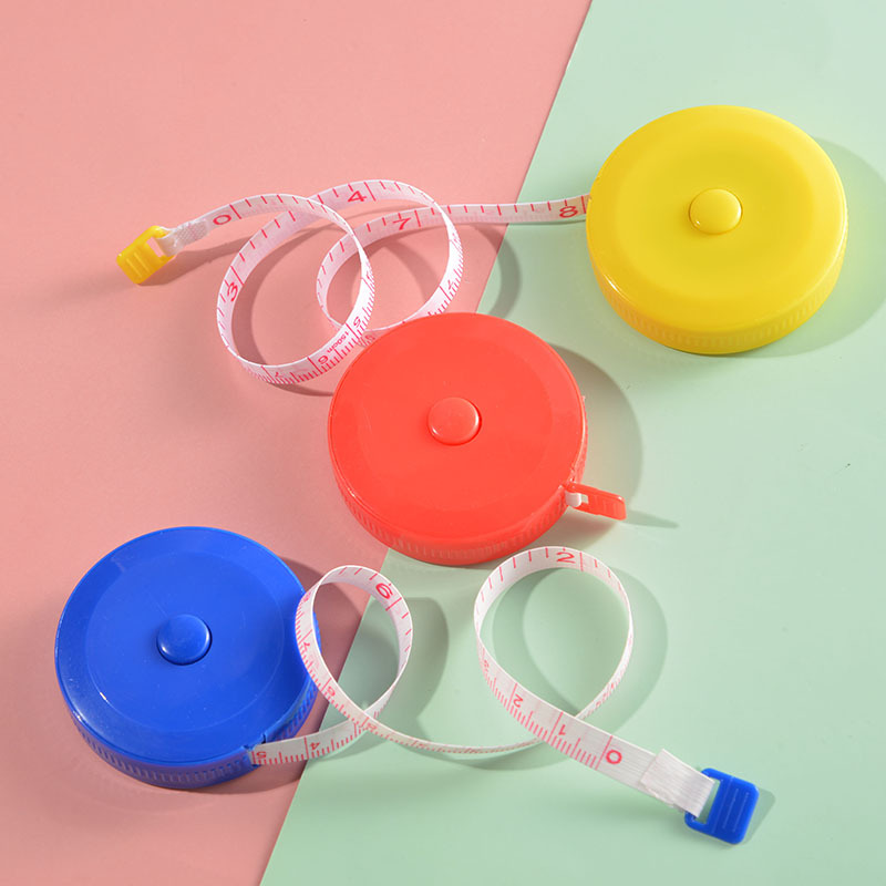 圆形自动伸缩带塑料外壳可印logo广告量衣小卷尺