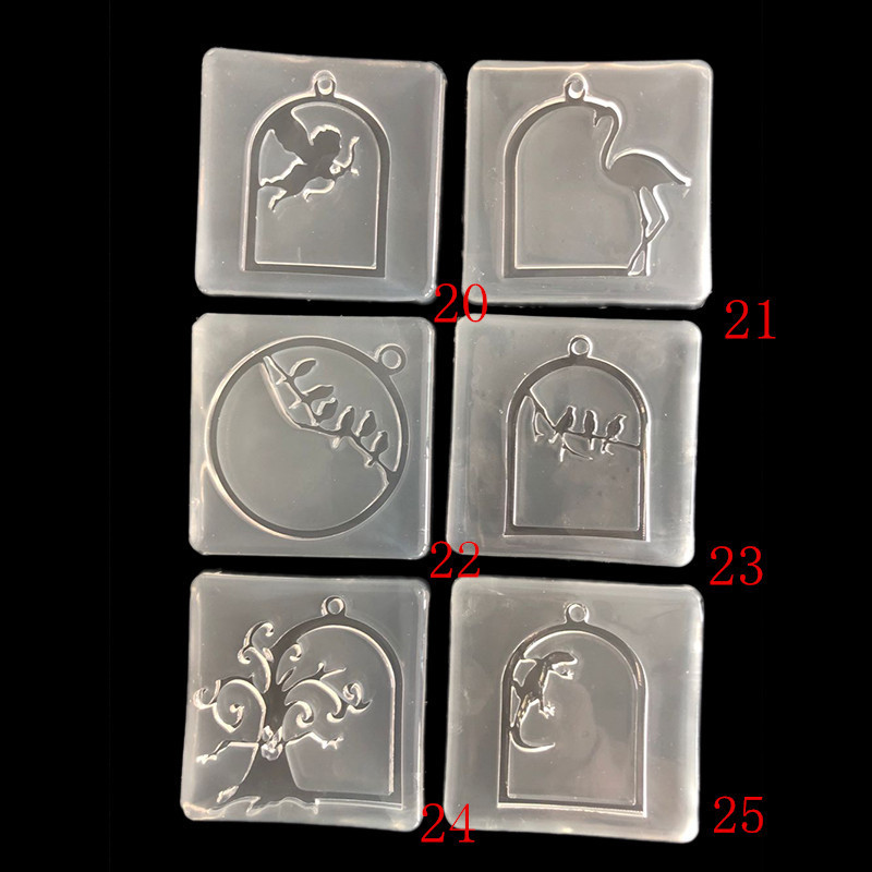 Acrílico hueco Ángel grúa pájaro Gecko silueta DIY espejo cristal epoxi molde marco colgante