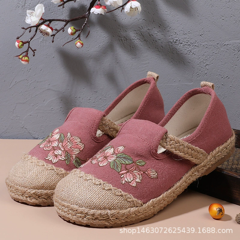 Обувь с вышивкой из хлопка и льна в этническом стиле, женская льняная обувь с круглым носком в стиле ретро, обувь для рыбаков с говяжьей подошвой, старая Пекинская Тканевая обувь