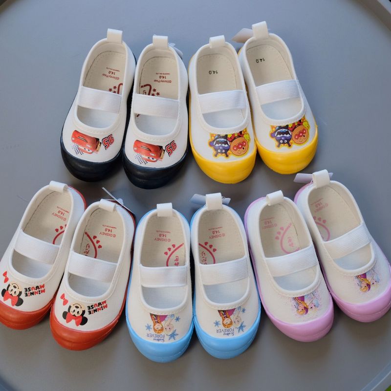 春秋季出口日本外贸儿童冰雪奇缘方口帆布鞋男女童幼儿园室内鞋