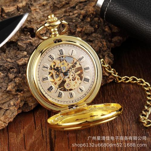 New hollow carved double mechanical pocket watch Yi Lu You Ni retro pocket watch manual mechanical pocket watch factory direct sale