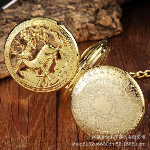 New hollow carved double mechanical pocket watch Yi Lu You Ni retro pocket watch manual mechanical pocket watch factory direct sale